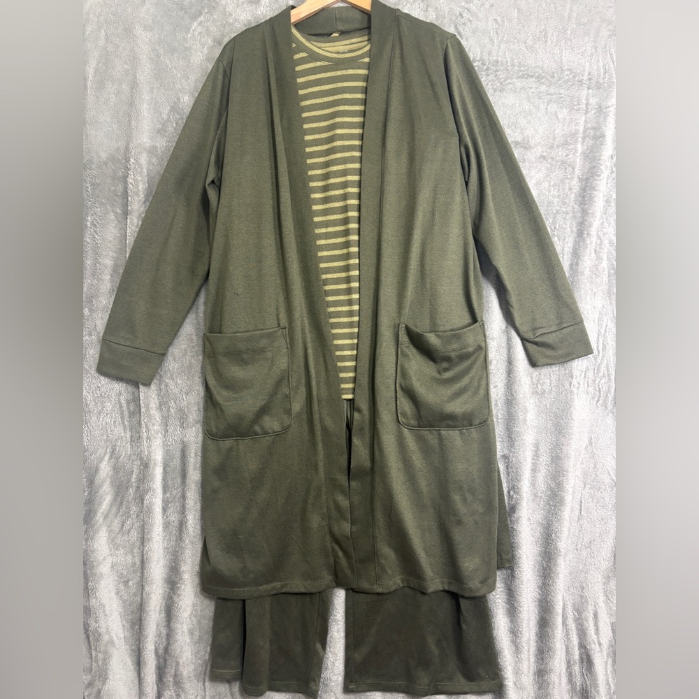 Lands' End Olive Green Pajama Set